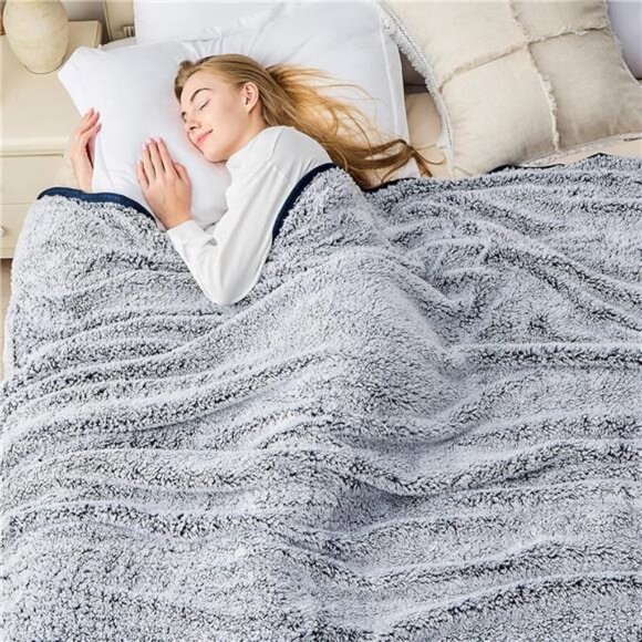 Soft Sherpa Throw Blanket Fleece Reversible Plush Fluffy Blanket, Light - Picture 6 of 7